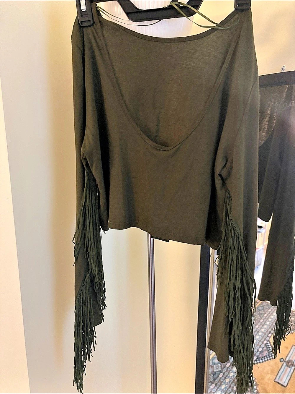 Splash Fringe Sleeve Tunic in Green Size XL NWT